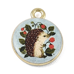 Hedgehog Печатные подвески сплава, стойки покрытие, без кадмия и без свинца, золотые, голубой, еж, 18x15x3.5 мм, отверстие : 1.8 мм