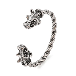 Дракон Мужские браслеты-манжеты viking 304 с открытыми манжетами из нержавеющей стали, античное серебро, дракон, внутренний диаметр: 2-1/2 дюйм (6.2 см), 16.5 мм