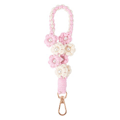 Pink Подвески в виде цветов, сплетенные вручную, с поворотными застежками сплава, розовые, 205x32 мм