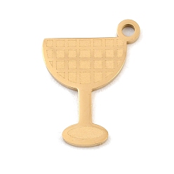 Golden 304 Stainless Steel Pendants, Grid Glass Drink Charms, Hand Polished, Ion Plating(IP), Golden, 19x14x1.4mm, Hole: 1.8mm