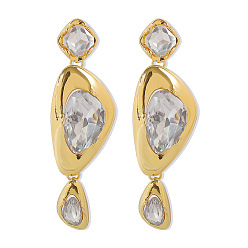 Золотой Серьги-гвоздики из сплава стекла, серьги в стиле панк, треугольные, с CCB, золотые, 3.74 дюйм (9.5 см)