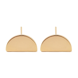 Настоящее золото 18K Полукруглые латунные серьги-гвоздики фурнитура, без кадмия и без свинца, долговечный, реальный 18 k позолоченный, 9x16x13 мм, штифты : 0.8 мм