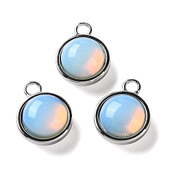 Опал Opalite подвески, 304 полукруглые подвески из нержавеющей стали, цвет нержавеющей стали, 20x15.5x8.5 мм, отверстие : 2.5 мм