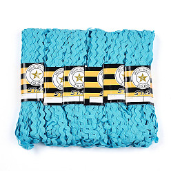 Светло-Голубой Ленты из полипропиленового волокна, форма волны, Небесно-голубой, 7~8 мм, 15 двор / пачка, 6 расслоения / мешок