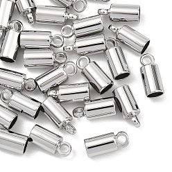 Real Platinum Plated SHEGRACE Brass Cord Ends, End Caps, Column, Cadmium Free & Nickel Free & Lead Free, Long-Lasting Plated, Real Platinum Plated, 3.5x3.5x8mm, Hole: 1.6mm