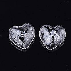 Прозрачный Бутылки из дутого стекла ручной работы с одним отверстием, для изготовления подвесок из стеклянных флаконов, сердце, прозрачные, 21x22~22.5x12 мм, отверстие : 4~4.5 мм