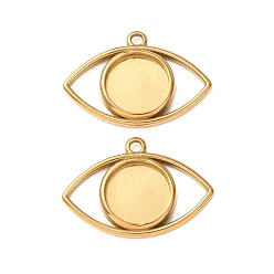 Golden 304 Stainless Steel Pendant Cabochon Settings, Evil Eye Charms, Golden, 19.5x28x3mm, Hole: 2mm, Tray Size: 12mm