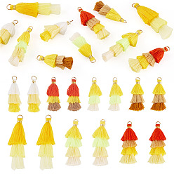 (52) Непрозрачная лаванда 28шт. 7 виды: подвески-кисточки из поликоттона (полиэстер-хлопок) и хлопка с полиэстером, разноцветные, 39~58x5~26x5~15 мм, отверстие : 2.5~5 мм, 4 шт / стиль