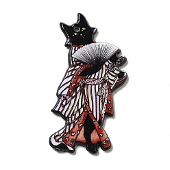 Fan Акриловые подвески, прелести кошачьей тематики, узор веера, 48.5x29.5x2.5 мм, отверстие : 1.6 мм