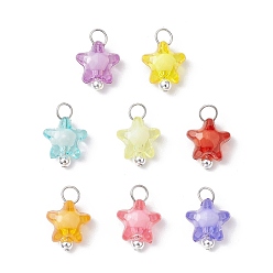 Платина Прозрачные акриловые подвески, звезда, с гальваническим немагнитным синтетическим гематитом, платина, 37.5x11.5x7 мм, отверстие : 3 мм