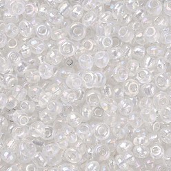 Clear Round Glass Seed Beads, Transparent Colours Rainbow, Round, Clear, 3mm