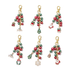 (52) Непрозрачная лаванда 6 шт. рождественские украшения из эмалевого сплава, с застежками из стекла и сплава, разнообразные, разноцветные, 96~107 мм