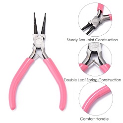Pink 45# Steel Jewelry Plier Sets, Including Wire Round Nose Plier, Cutter Plier and Side Cutting Plier, Pink, 11.7x8x0.9cm, 11.7x7.5x1cm, 10.7x7x0.85cm, 3pcs/set