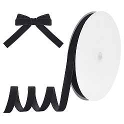 Black Chinlon Ribbon, Single Face, Flocky, Flat, Black, 15~17mm, 25 yards/roll
