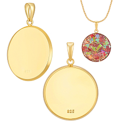 Золотой 2шт. 925 оправы для плоских круглых подвесок-кабошонов из стерлингового серебра, золотые, лоток : 20 мм, 25x22 мм