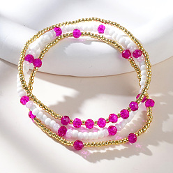 (52) Непрозрачная лаванда 3шт. набор из стеклянных бусин для браслета, составные браслеты для женщин, ronelle, разноцветные, внутренний диаметр: 6-7/8 дюйм (17.5 см)