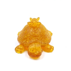 Цитрин Фигурки черепах из смолы, с натуральной цитриновой крошкой внутри статуэток для украшения домашнего офиса, 88x62x46 мм