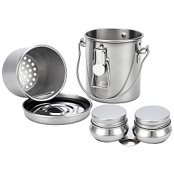 Нержавеющая Сталь Цвет 201 переносные выдвижные ведра из нержавеющей стали, с контейнерами из нержавеющей стали для цветомодулирующих бусин, цвет нержавеющей стали, 9.6x8.7x14 см