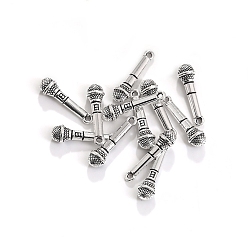 Античное Серебро Сплавочные подвески тибетского стиля, музыкальные инструменты подвески, античное серебро, 24x6.5 мм, 100 шт / комплект