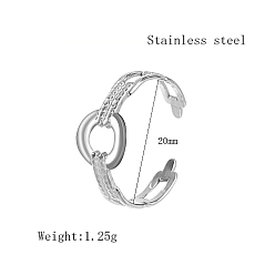 Нержавеющая Сталь Цвет Открытые манжеты из нержавеющей стали в форме кольца для женщин, цвет нержавеющей стали, внутренний диаметр: 20 мм