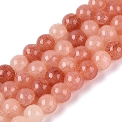 Легкий Лосось Нити из окрашенных стеклянных бусин с эффектом омбре и эффектом кракелюра, имитация драгоценных камней, круглые, светлый померанцевый, 6~6.5 мм, отверстие : 0.8~1 мм, около 138~146 шт / нитка, 29.92~31.89 дюйм (76~81 см)
