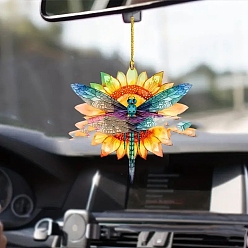 Разноцветный Подвесные украшения из акрила в виде стрекозы и цветка, подвесные украшения для зеркала заднего вида автомобиля, красочный, 80 мм