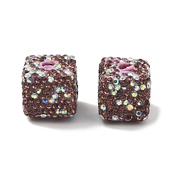 Светло-Персиковый Бусины из полимерной глины в форме куба со стразами, для ювелирных изделий diy, украшения из ручек и телефонных цепочек, светлый персик, 14.5x14.5x14.5 мм, отверстие : 4 мм