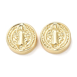 Настоящее золото 18K Плоские круглые латунные бусины, стойки покрытие, долговечный, без свинца и без кадмия, реальный 18 k позолоченный, 10x3.5 мм, отверстие : 1.4 мм