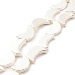 Seashell Color Natural Shell Beads Strands, Moon, Seashell Color, 16x10x3mm, Hole: 1mm, about 26~27pcs/strand, 15.08~15.83 inch(38.3~40.2cm)