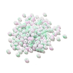 Pale Turquoise 6/0 Opaque Glass Seed Beads, Round Hole, Rondelle, Pale Turquoise, 4~4.5x3~4mm, Hole: 0.8~1.5mm