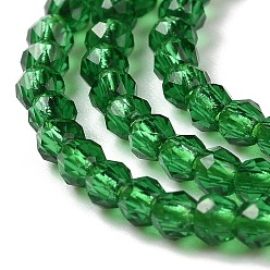 Green Transparent Glass Beads Strands, Faceted Round, Green, 2x2mm, Hole: 0.6mm, about 184pcs/strand, 14.49''(36.8cm)