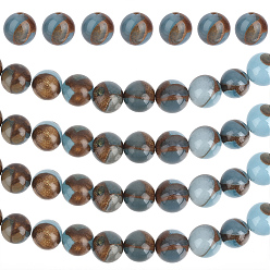 Light Blue 80Pcs Natural Chalcedony Beads Strands, Imitation Gold Clinquant Stone, Dyed & Heated, Round, Light Blue, 6~7mm, Hole: 1mm