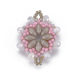 Розово-Коричневый Японский бисер miyuki & toho ручной работы ссылки, Ткацкий станок, цветок, розово-коричневый, 24~25.6x19~19.2x3.2~3.6 мм, отверстие : 1.5~1.6 мм