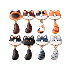 (52) Непрозрачная лаванда Подвески из эмали и сплава, подвески в форме кошки, золотые, разноцветные, 40.5x19.5x3 мм, отверстие : 1.8 мм