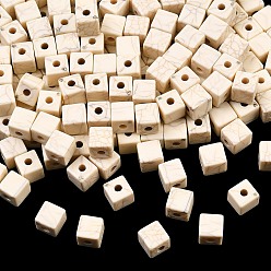Cube Непрозрачные акриловые бусины, имитация бирюзовый, цветочный белый, кубические, 8x8x8 мм, отверстие : 2.5 мм, Около 1041 шт / 500 г