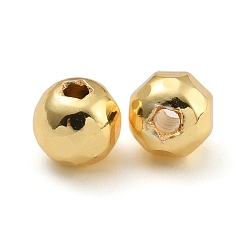 Настоящее золото 18K Круглые латунные бусины с покрытием из стойки, долговечный, без кадмия и без свинца, граненые, реальный 18 k позолоченный, 6 мм, отверстие : 1.6 мм