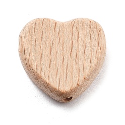 Сердце Детские игрушки для прорезывания зубов из натурального бука, кольца для прорезывания зубов у новорожденного малыша, сердце, 25x25x8 мм, отверстие : 3 мм.