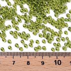 Yellow Green 12/0 Glass Seed Beads, Silver Lined Round Hole, Round, Yellow Green, 2mm, Hole: 1mm, about 30000 beads/pound