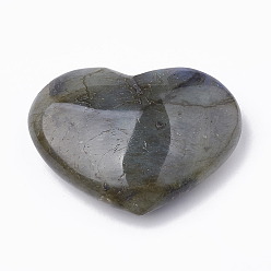 Labradorite Natural Labradorite Home Decorations, Heart Love Stones, Pocket Palm Stones for Reiki Balancing, 25~60x25~60x9~17mm