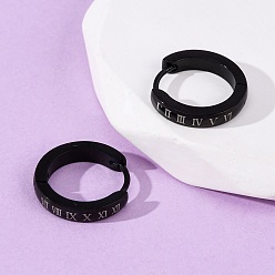 Черный Серьги из 304 нержавеющей стали, с 316 нержавеющей стали, ионное покрытие (ip), чёрные, 16x3 мм