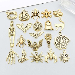 Античное Золото Сплавочные подвески тибетского стиля, темы хэллоуина, античное золото , 9~39x9~23x2~5 мм, отверстие : 1.2~1.8 мм