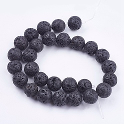 Lava Rock Natural Lava Rock Bead Strands, Round, 14mm, Hole: 1mm, about 27pcs/strand, 14.9 inch