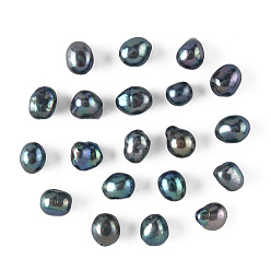 Полуночно-синий 10шт. натуральные пресноводные жемчужные бусины, окрашенные, картофель, темно-синий, 8~10x7~8x7~8 мм, отверстие : 0.5 мм