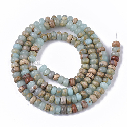 Aqua Terra Jasper Natural Aqua Terra Jasper Beads Strands, Rondelle, 4x2.5mm, Hole: 0.7mm, about 150~151pcs/strand, 15.74 inch(40cm)