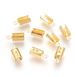 Golden 304 Stainless Steel Folding Crimp Ends, Fold Over Crimp Cord Ends, Golden, 9.5x4x3.5mm, Hole: 1mm, Inner Diameter: 3~3.5mm