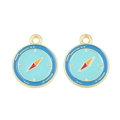 Turquoise Pâle Pendentifs en émail , charmes de la boussole, or, turquoise pale, 20.5x17x1mm, Trou: 2mm