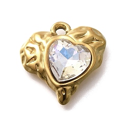 Хрусталь AB 304 подвески из нержавеющей стали, со стразами, реальный 18 k позолоченный, ионное покрытие (ip), сердце, хрусталь AB, 16.5x16.5x5.5 мм, отверстие : 1.8 мм