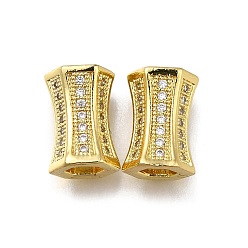 Настоящее золото 18K Латунь микропаве прозрачный кубический цирконий европейский бисер, долговечный, стойки покрытие, без свинца и без кадмия, бусины с большим отверстием, реальный 18 k позолоченный, 13.5x9.5x8.5 мм, отверстие : 4.5x5 мм