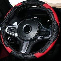Red PU Leather Steering Wheel Cover, Skidproof Cover, Universal Car Wheel Protector, Red, 380mm