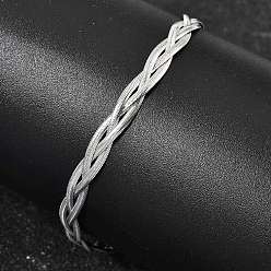 Нержавеющая Сталь Цвет 304 Браслет из нержавеющей стали с переплетающимися звеньями в виде елочки для женщин, цвет нержавеющей стали, 7.05 дюйм (17.9 см)